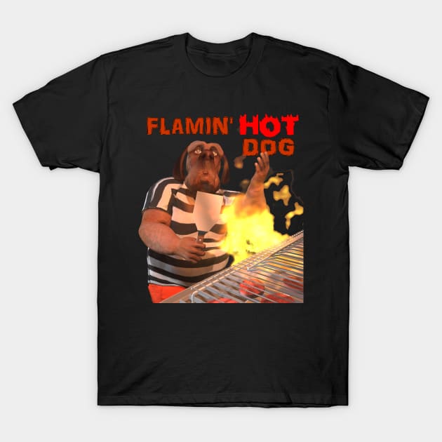 Flamin' HOT Dog T-Shirt by Captain Peter Designs
